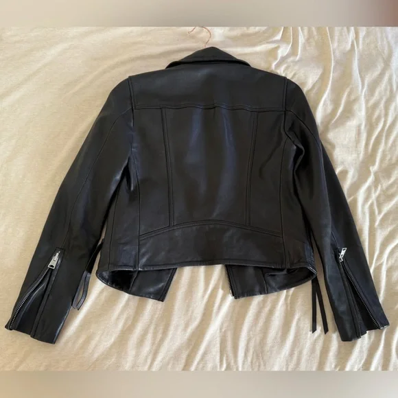 All Saints Black Leather Jacket - Picture 4 of 5